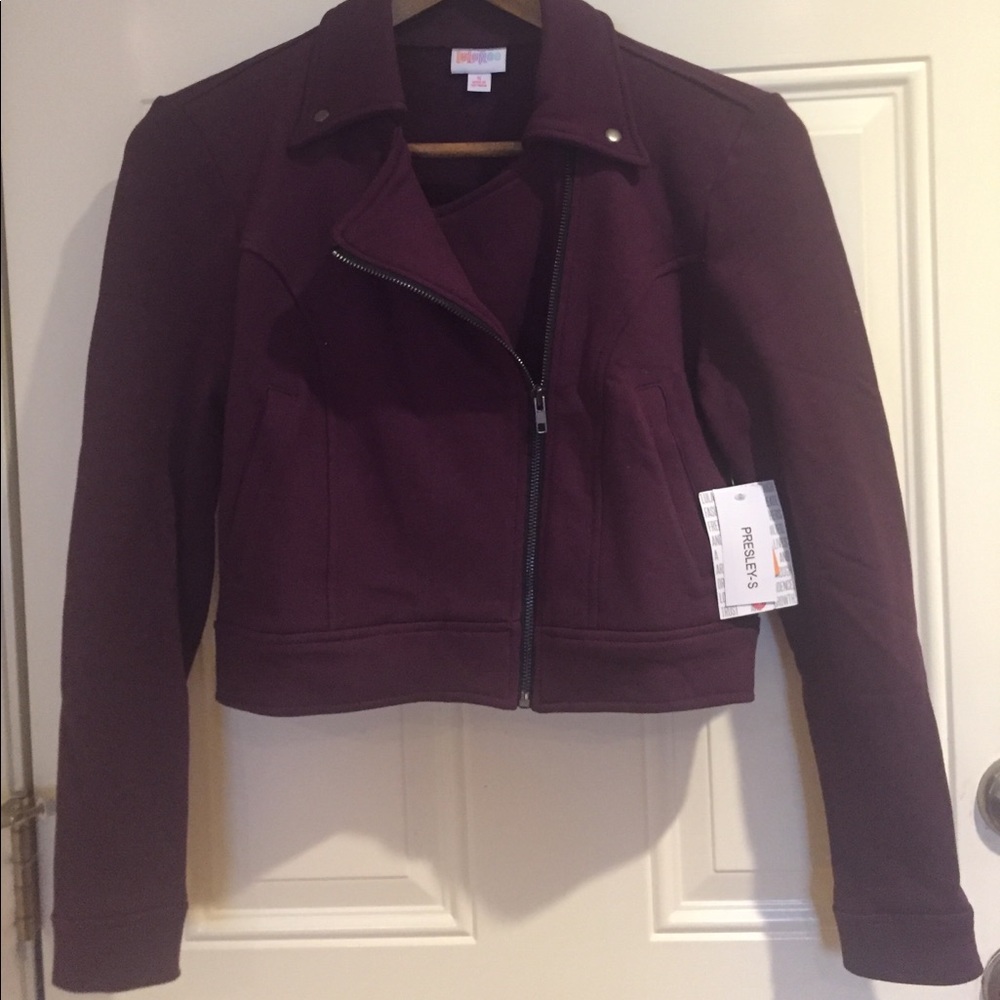 LuLaRoe Presley’s Moto Jacket Burgundy/Maroon S